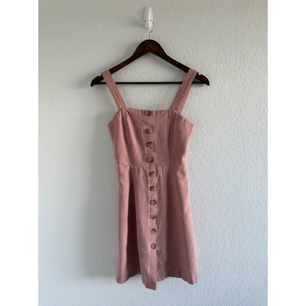 Aeropostale Cottagecore Mini Dress Size XS Pink Button Front Summer Euro